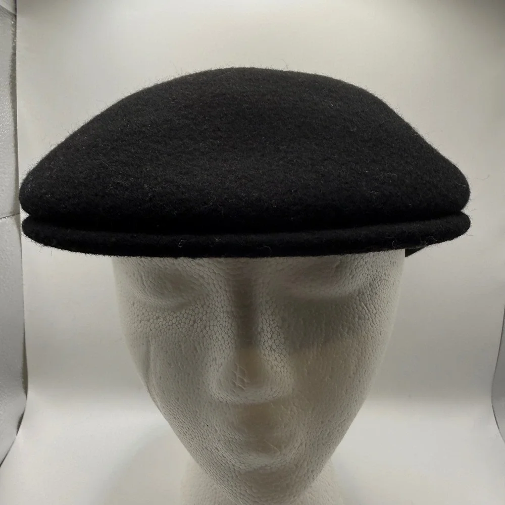 Made in Italy Mens 100% Wool Flat Cap Black Ivy Newsboy Hat Size 58 Large
